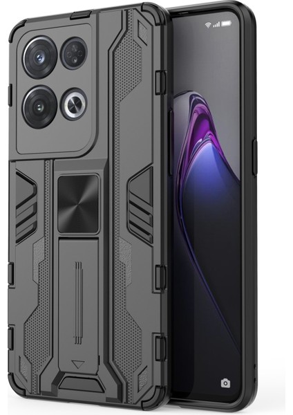 Oppo Reno8 Pro 5g (Küresel Sürüm)/reno8 Pro+ (Çin)5g Her Şey Dahil Koruma Sert Pc Yumuşak Tpu Sağlam Hibrit Kılıf Ağır Hizmet Tipi Kabuk Destekli-Siyah (Yurt Dışından)