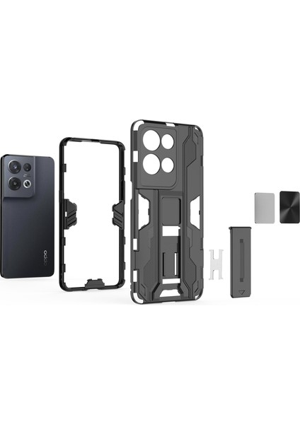 Oppo Reno8 Pro 5g (Küresel Sürüm)/reno8 Pro+ (Çin)5g Her Şey Dahil Koruma Sert Pc Yumuşak Tpu Sağlam Hibrit Kılıf Ağır Hizmet Tipi Kabuk Destekli-Siyah (Yurt Dışından) fiyatları