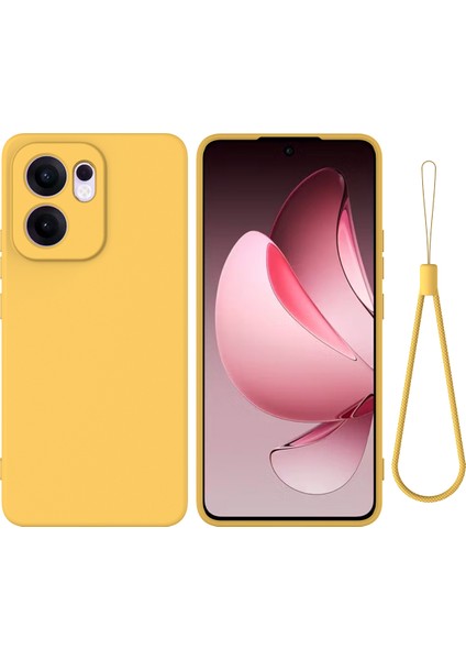Oppo RENO13 F 5g/oppo RENO13 F 4g Sıvı Silikon Kılıf Telefon Arka Kapağı El Kayışı Ile-Sarı (Yurt Dışından)