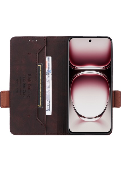Oppo RENO12 5g(Global)Cüzdan Kılıfı Donanım Dekor Deri Kapaklı Telefon Kılıfı-Kahve (Yurt Dışından) fiyatları