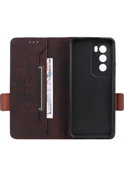 Oppo RENO12 5g(Global)Cüzdan Kılıfı Donanım Dekor Deri Kapaklı Telefon Kılıfı-Kahve (Yurt Dışından) indirimleri