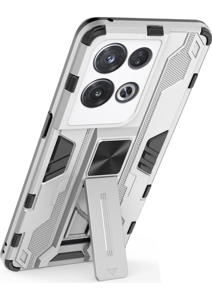 Oppo Reno8 Pro 5g (Küresel Sürüm)/reno8 Pro+ (Çin)5g Her Şey Dahil Koruma Sert Pc Yumuşak Tpu Sağlam Hibrit Kılıf Ağır Hizmet Tipi Kabuk Ayaklı-Gümüş (Yurt Dışından) fırsatları