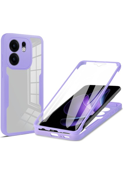 Oppo RENO13 F 5G/RENO13 F 4g Kılıf Akrilik+Tpu Şeffaf Telefon Kılıfı Pet Ekran Filmi-Mor (Yurt Dışından)