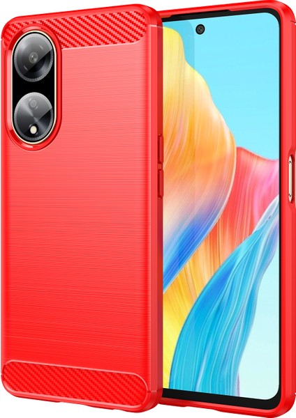 Oppo A1 5G/A98 5G/F23 5g Yumuşak Tpu Telefon Kılıfı Karbon Fiber Doku Fırçalanmış Telefon Kılıfı-Kırmızı (Yurt Dışından)