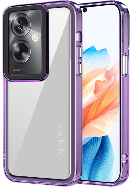Oppo A79 5g/a2 5g Şeffaf Kılıf Pc+Tpu Darbeye Dayanıklı Telefon Kılıfı-Şeffaf Mor (Yurt Dışından)