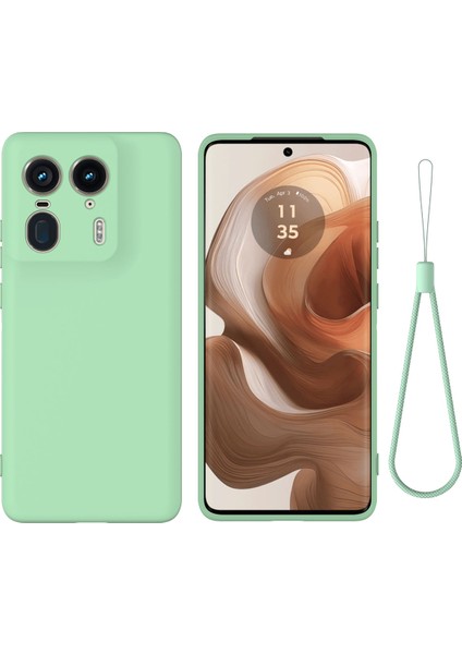 Motorola Edge 50 Ultra 5g/moto X50 Ultra 5g Kılıf Sıvı Silikon Darbeye Dayanıklı Telefon Kılıfı Kayışlı-Yeşil (Yurt Dışından)
