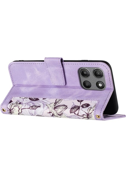 Motorola Moto G 5g (2025) Kılıf Pu Deri Çiçekli Telefon Kılıfı Kart Yuvaları Ile-Açık Mor (Yurt Dışından) fırsatları