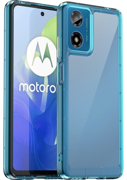 Motorola Moto E14 4G/G04 4G/G04S 4G/G24 4g Kılıf Tpu+Akrilik Düşmeye Dayanıklı Telefon Arka Kapağı-Şeffaf Mavi (Yurt Dışından)