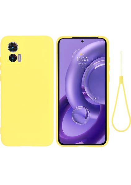 Motorola Edge 30 Neo 5g/edge 30 Lite Çizilmez Sıvı Silikon Cep Telefonu Kılıfı Darbeye Dayanıklı Koruyucu Kılıf Kayışlı-Sarı (Yurt Dışından)