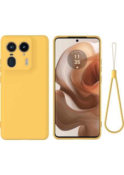 Motorola Edge 50 Ultra 5g/moto X50 Ultra 5g Kılıf Sıvı Silikon Darbeye Dayanıklı Telefon Kılıfı Kayışlı-Sarı (Yurt Dışından)