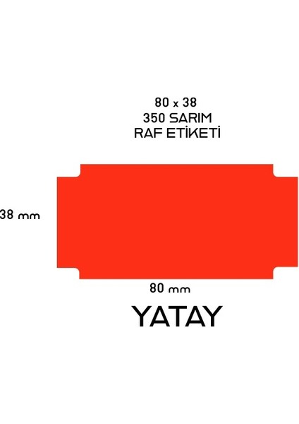 80*38 Yatay Yandan Celtekli Kırmızı Raf Etiketi 350 Sarım fiyatları