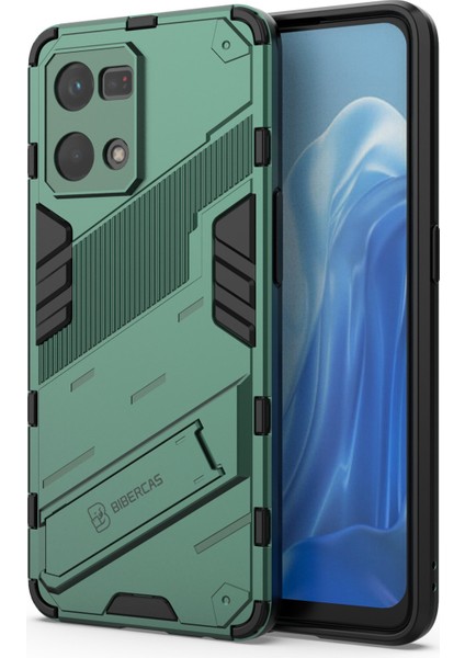 Oppo Reno7 4g Arka Kılıf Kickstand Pc Yumuşak Tpu Telefon Kılıfı-Yeşil (Yurt Dışından)