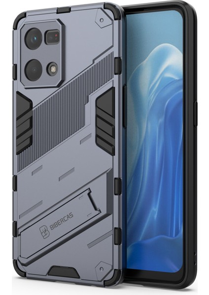Oppo Reno7 4g Arka Kılıf Kickstand Pc Yumuşak Tpu Telefon Kılıfı-Gri (Yurt Dışından)