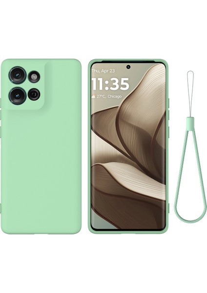Motorola Moto G 5g (2025) Sıvı Silikon Kılıf Telefon Arka Kapağı El Kayışı Ile-Yeşil (Yurt Dışından)