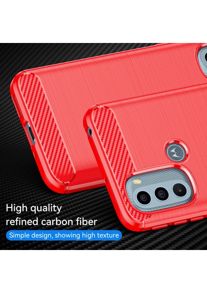 Motorola Moto G31/G41 [arka Parmak Izi Deliği] 1.8mm Tpu Kılıf Fırçalanmış Yüzey Karbon Fiber Doku Telefon Kılıfı-Kırmızı (Yurt Dışından) fiyatları