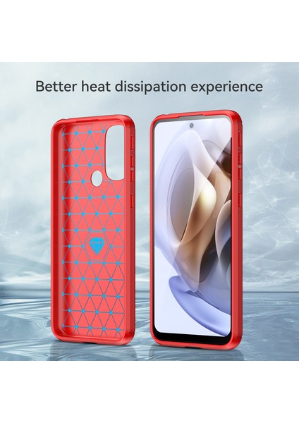 Motorola Moto G31/G41 [arka Parmak Izi Deliği] 1.8mm Tpu Kılıf Fırçalanmış Yüzey Karbon Fiber Doku Telefon Kılıfı-Kırmızı (Yurt Dışından) fırsatları