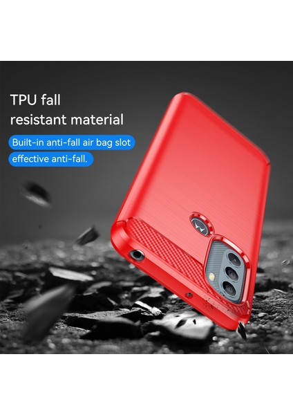 Motorola Moto G31/G41 [arka Parmak Izi Deliği] 1.8mm Tpu Kılıf Fırçalanmış Yüzey Karbon Fiber Doku Telefon Kılıfı-Kırmızı (Yurt Dışından) indirimleri