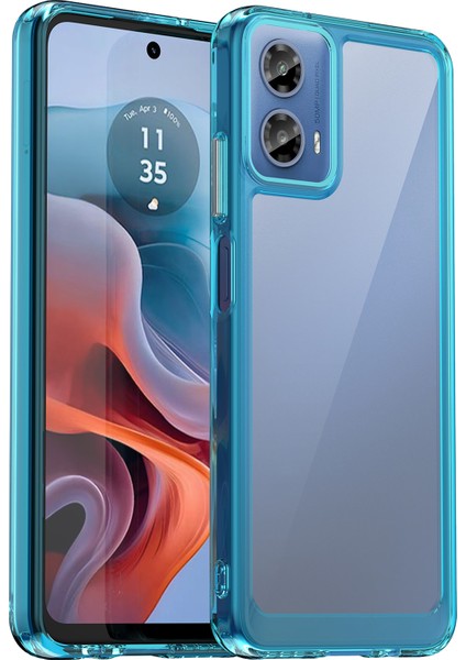 Motorola Moto G45 5G/G34 5g Kılıf Darbeye Dayanıklı Tpu+Akrilik Cep Telefonu Kılıfı-Şeffaf Mavi (Yurt Dışından)
