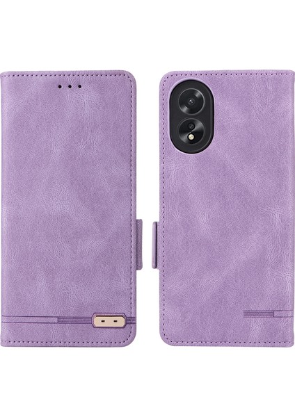 Oppo A38 4G/A18 4g Kılıf Toz Geçirmez Pu Deri Stand Cep Telefonu Kılıfı Cüzdan-Mor (Yurt Dışından)