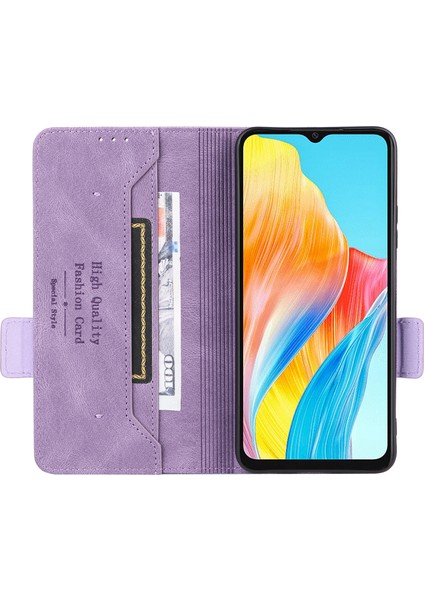 Oppo A38 4G/A18 4g Kılıf Toz Geçirmez Pu Deri Stand Cep Telefonu Kılıfı Cüzdan-Mor (Yurt Dışından) fiyatları