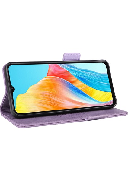 Oppo A38 4G/A18 4g Kılıf Toz Geçirmez Pu Deri Stand Cep Telefonu Kılıfı Cüzdan-Mor (Yurt Dışından) modelleri
