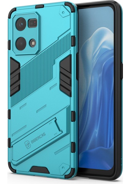 Oppo Reno7 4g Arka Kılıf Kickstand Pc Yumuşak Tpu Telefon Kılıfı-Bebek Mavisi (Yurt Dışından)