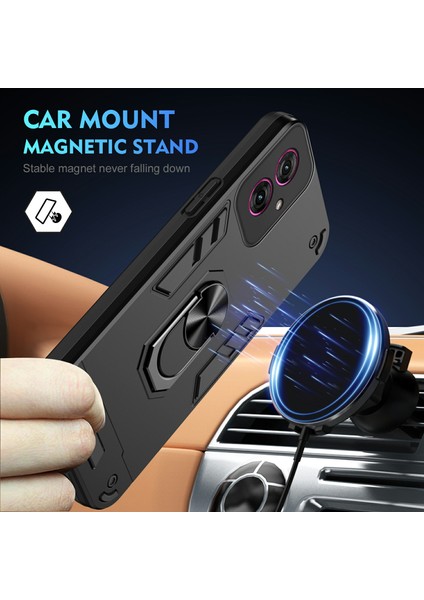 Motorola Moto G55 5g Kılıf Pc+Tpu Drop Defend Telefon Kılıfı Halkalı Ayaklıklı-Siyah (Yurt Dışından) fiyatları