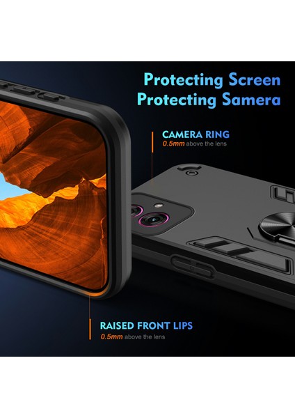 Motorola Moto G55 5g Kılıf Pc+Tpu Drop Defend Telefon Kılıfı Halkalı Ayaklıklı-Siyah (Yurt Dışından) modelleri