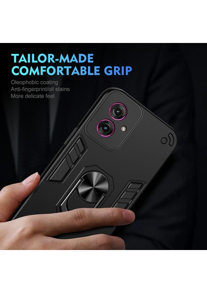 Motorola Moto G55 5g Kılıf Pc+Tpu Drop Defend Telefon Kılıfı Halkalı Ayaklıklı-Siyah (Yurt Dışından) indirimleri