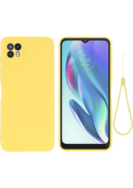 Motorola Moto G50 5g Sıvı Silikon Telefon Kılıfı Yumuşak Çizilmez Koruyucu Kılıf Kayışlı-Sarı (Yurt Dışından)