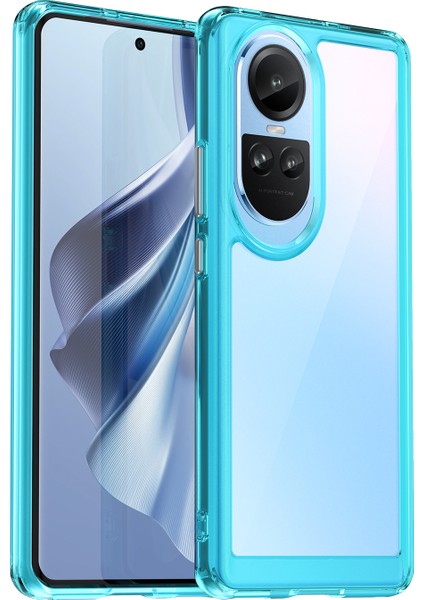 Oppo RENO10 Pro 5G(GLOBAL)/RENO10 5g(Global)Tpu+Akrilik Hibrit Kılıf Düşmeye Dayanıklı Cep Telefonu Arka Koruyucu Kapak-Şeffaf Mavi (Yurt Dışından)