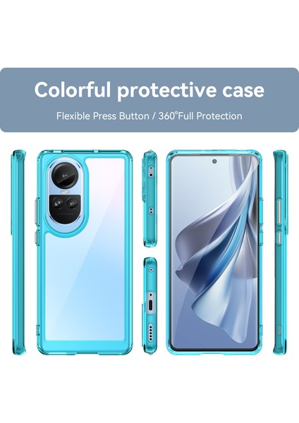 Oppo RENO10 Pro 5G(GLOBAL)/RENO10 5g(Global)Tpu+Akrilik Hibrit Kılıf Düşmeye Dayanıklı Cep Telefonu Arka Koruyucu Kapak-Şeffaf Mavi (Yurt Dışından) fiyatları
