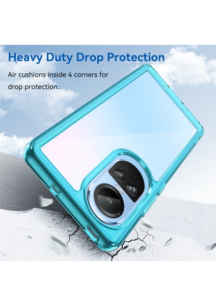Oppo RENO10 Pro 5G(GLOBAL)/RENO10 5g(Global)Tpu+Akrilik Hibrit Kılıf Düşmeye Dayanıklı Cep Telefonu Arka Koruyucu Kapak-Şeffaf Mavi (Yurt Dışından) modelleri