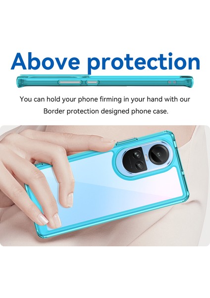 Oppo RENO10 Pro 5G(GLOBAL)/RENO10 5g(Global)Tpu+Akrilik Hibrit Kılıf Düşmeye Dayanıklı Cep Telefonu Arka Koruyucu Kapak-Şeffaf Mavi (Yurt Dışından) fırsatları