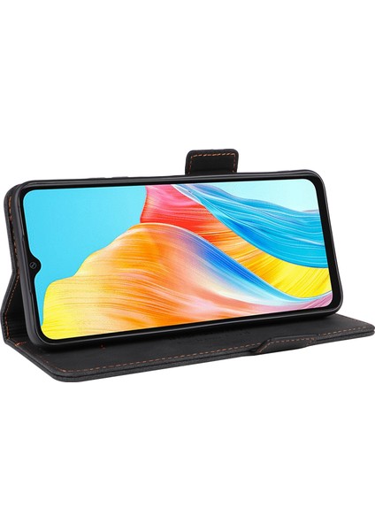 Oppo A38 4G/A18 4g Kılıf Toz Geçirmez Pu Deri Stand Cep Telefonu Kılıfı Cüzdan-Siyah (Yurt Dışından) modelleri