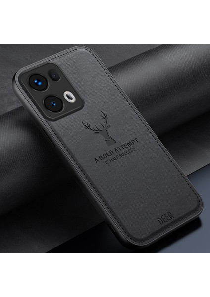 Oppo RENO13 Pro 5g Kılıf Geyik Desenli Kumaş Doku Pu Deri Hibrit Telefon Kılıfı-Siyah (Yurt Dışından) fiyatları