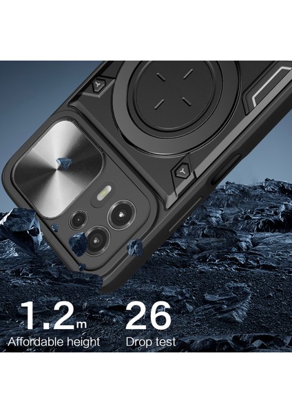 Motorola Edge 20 Lite Sürgülü Kamera Kapağı Pc+Tpu Telefon Kılıfı Halkalı Ayaklı Arka Kapak-Siyah (Yurt Dışından) fırsatları