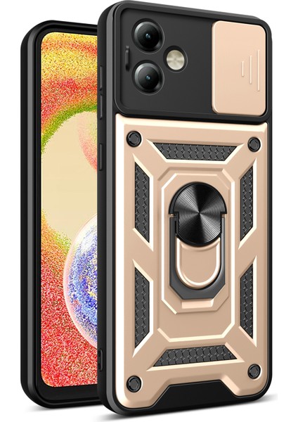 Motorola Moto G14 4g Kapak Sürgülü Lens Kapağı Pc + Tpu Koruyucu Telefon Kılıfı - Altın (Yurt Dışından)