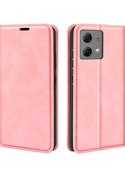 Motorola Moto G84 5g Telefon Kılıfı Manyetik Kapatma Pu Deri Stand Telefon Kılıfı-Pembe (Yurt Dışından)