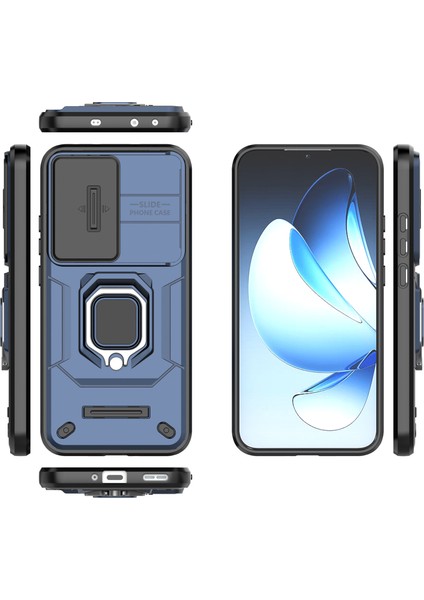Oppo RENO13 5g (Global) Kılıf Pc + Tpu Kickstand Telefon Koruyucu Lens Kapağı ile - Mavi (Yurt Dışından) fırsatları