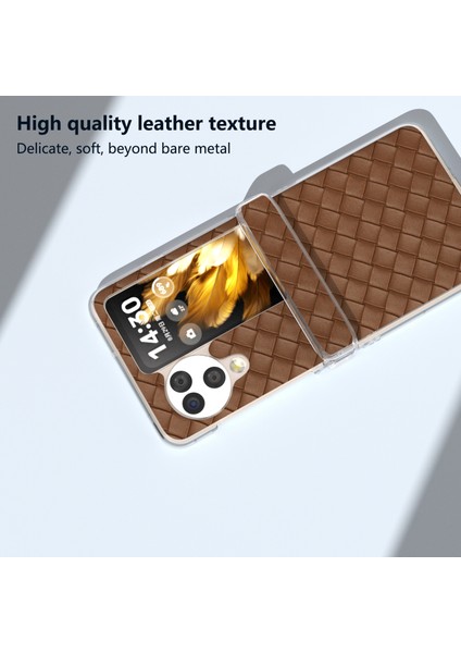 Oppo Find N3 Flip 5g Kılıf Dokuma Doku Deri+Pc Şeffaf Kenar Telefon Kılıfı-Kahverengi (Yurt Dışından) indirimleri