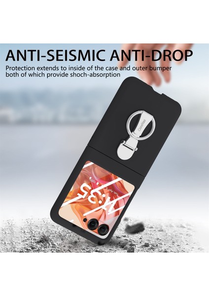 Motorola Razr 50 5g Kılıf Halka Kickstand Pc Telefon Kılıfı Temperli Cam Arka Ekran Filmi-Siyah (Yurt Dışından) indirimleri