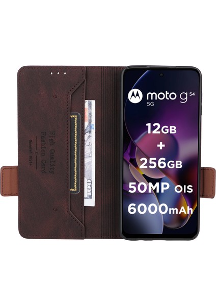 Motorola Moto G54 5g Kılıf Pu Deri Cüzdan Donanım Dekor Kapak-Kahve (Yurt Dışından) fiyatları