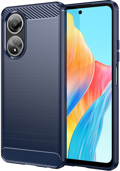 Oppo A58 4g Için Telefon Kabuğu, Karbon Fiber Doku Telefon Kılıfı Yumuşak Tpu Fırçalanmış Kapak-Mavi (Yurt Dışından)