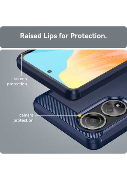 Oppo A58 4g Için Telefon Kabuğu, Karbon Fiber Doku Telefon Kılıfı Yumuşak Tpu Fırçalanmış Kapak-Mavi (Yurt Dışından) modelleri