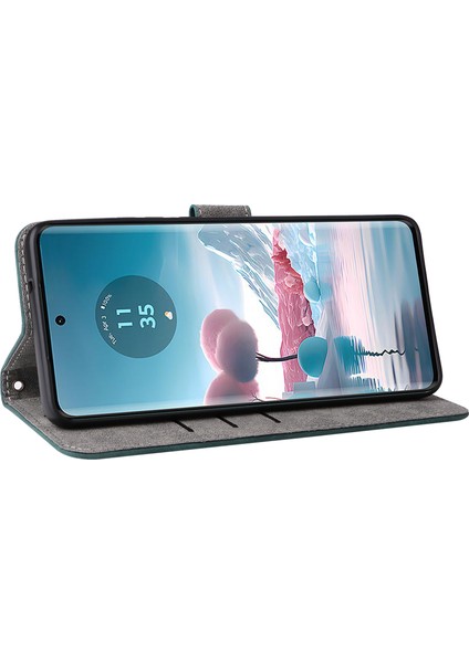 Motorola Edge 40 Neo 5g Kılıf Pu Deri Rfıd Engelleme Telefon Kılıfı Kayışlı-Yeşil (Yurt Dışından) fırsatları