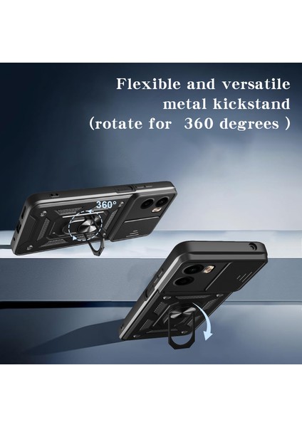 Motorola Moto G05 4g Kılıf Sürgülü Kamera Kapağı Pc + Tpu Ayaklı Telefon Kılıfı-Mavi (Yurt Dışından) modelleri