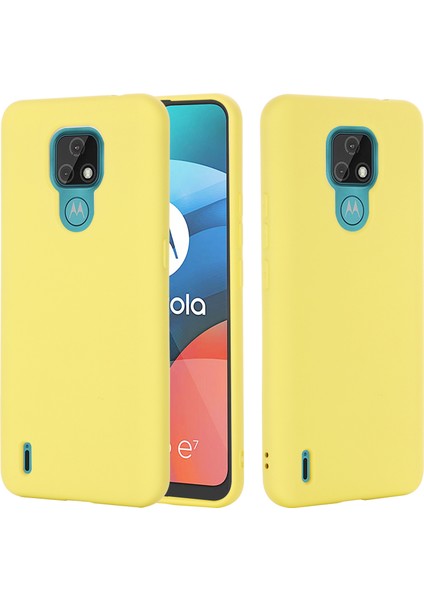 Motorola Moto E7 2020 Için Düz Sıvı Silikon Telefon Koruyucu Kılıf + Kullanışlı Kayış-Sarı (Yurt Dışından) fiyatları