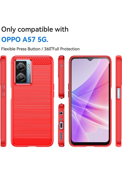 Oppo A57 4G/5G/A57S 4G/A77 5G/K10 5g/realme V23 4g/narzo 50 5G/Q5I Iyi Korunmuş Fırçalanmış Yüzey Tpu Cep Telefonu Kılıfı Karbon Fiber Doku Düşmeye Karşı -Kırmızı (Yurt Dışından) indirimleri