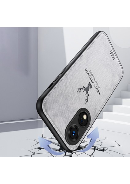 Oppo A78 4g Kılıf Geyik Desenli Kumaş Doku Deri+Pc+Tpu Hibrit Telefon Kılıfı-Gri (Yurt Dışından) fiyatları
